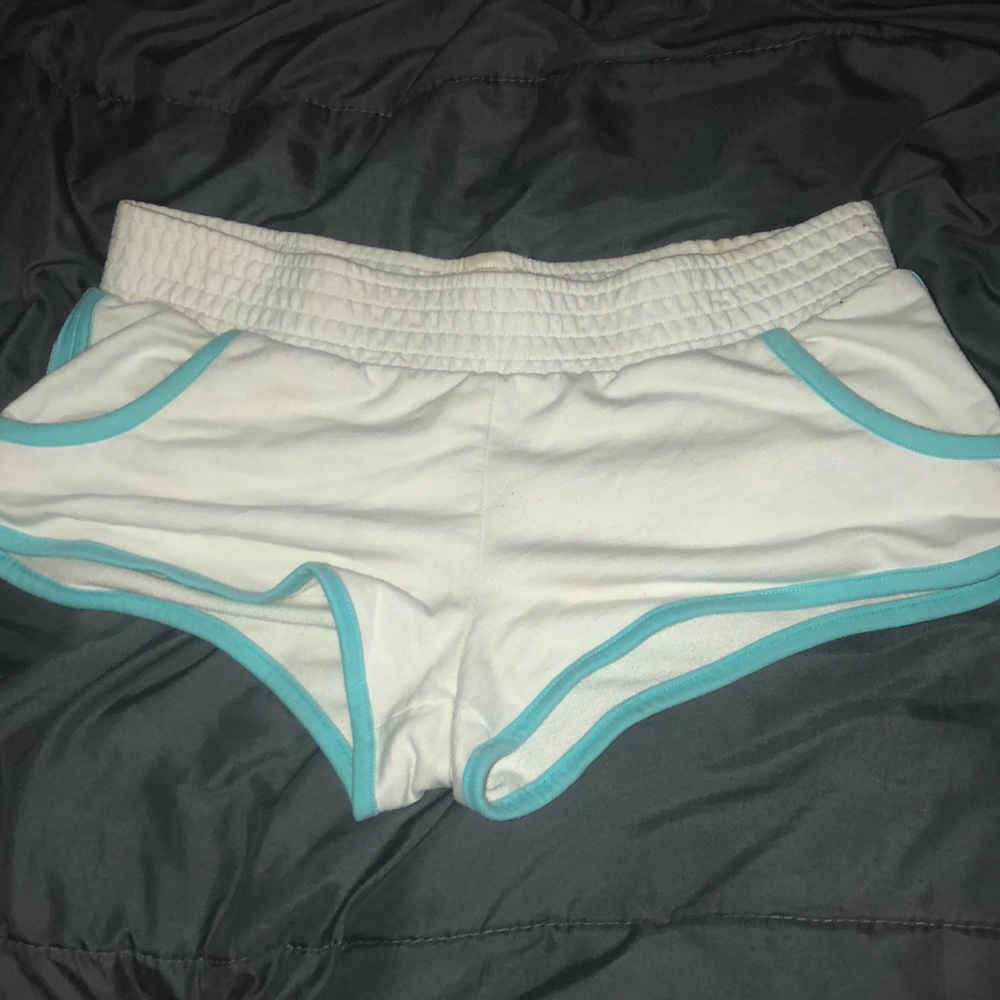 White & light blue shorts